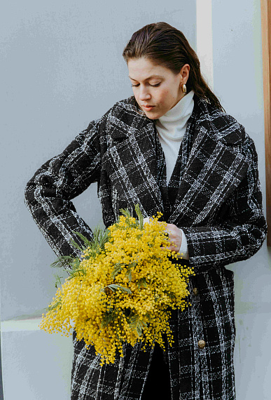 Пальто из букле, чёрный