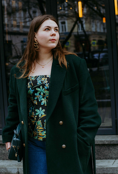 Пальто из шерсти и кашемира, изумруд 1