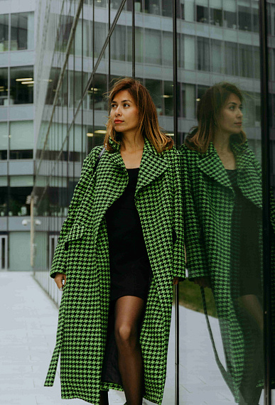 Пальто из букле, лайм