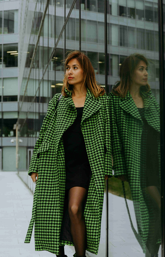 Пальто из букле, лайм