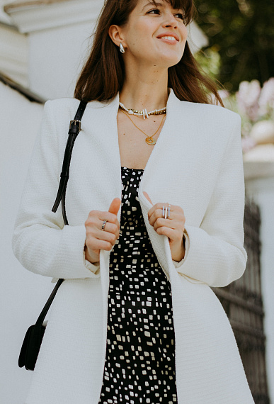 Жакет из рогожки, молочный