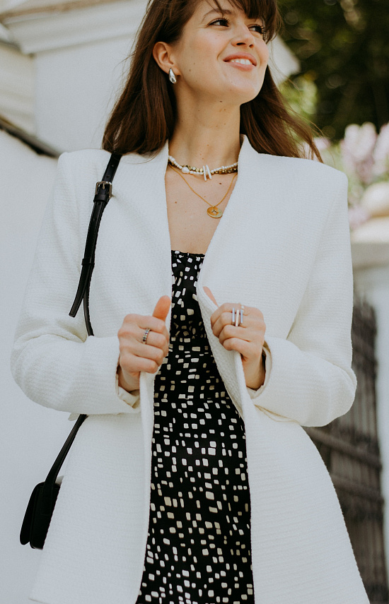 Жакет из рогожки, молочный