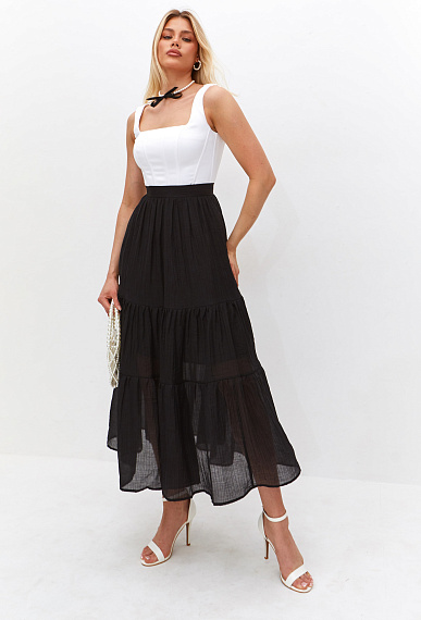 Юбка с ярусами, черный