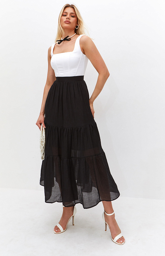 Юбка с ярусами, черный