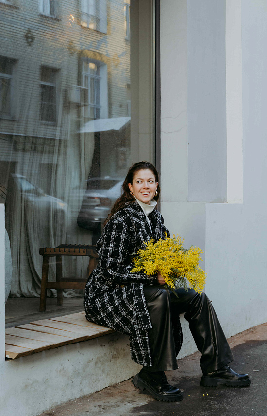 Пальто из букле, чёрный 1